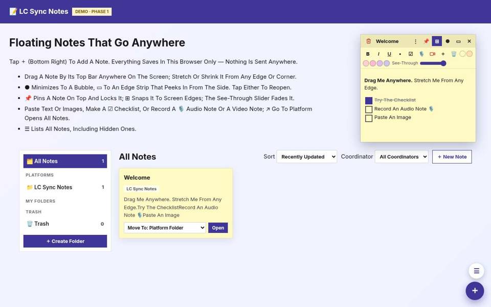 LC Sync Notes preview screen 2