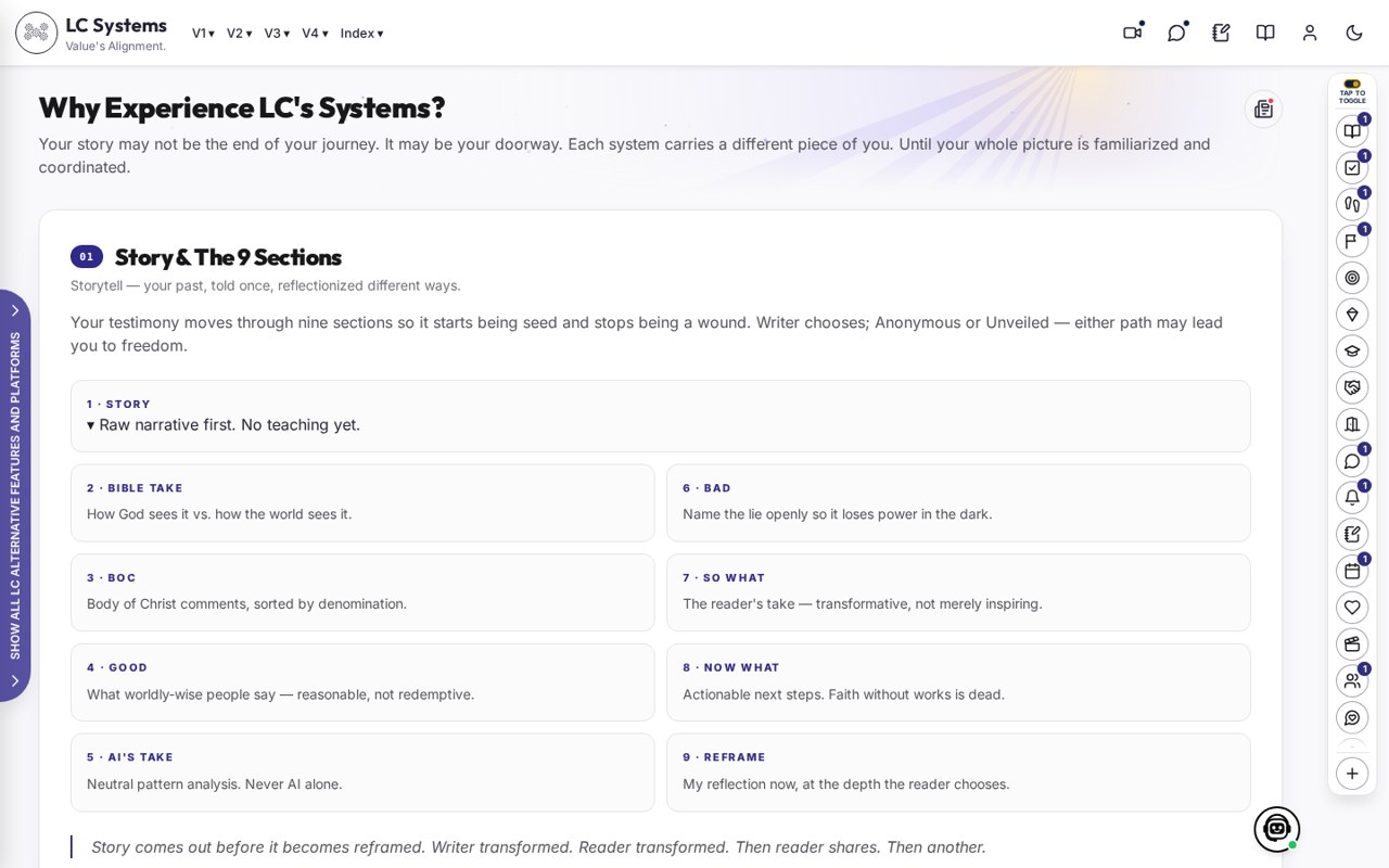 LC Systems welcome screen
